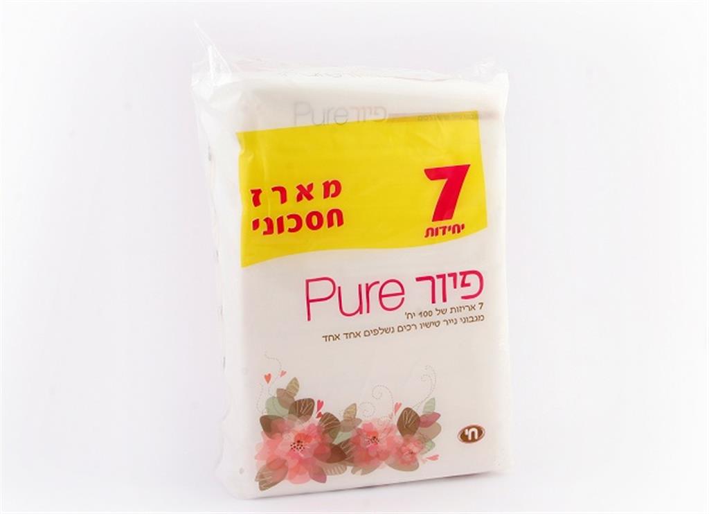 טישו לאף בניילון פיור מארז 7 יח