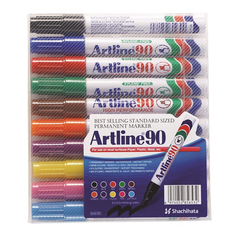 סט* טושים ארטליין 90 ראש שטוח  *מעורב*